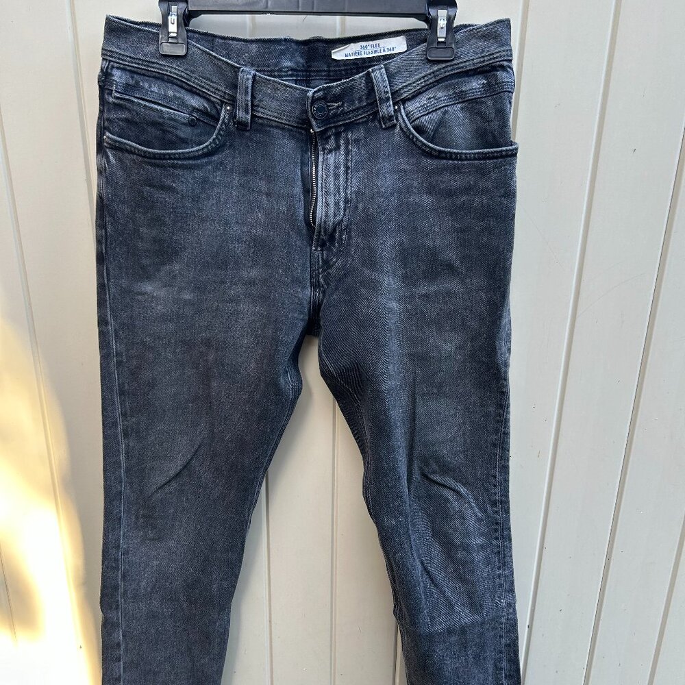 H&M Slim Stretch Black Acid Wash Jeans W32